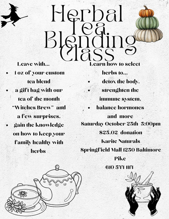Herbal Tea Blending Class (In Person)  Saturday October 25th at 5:00pm